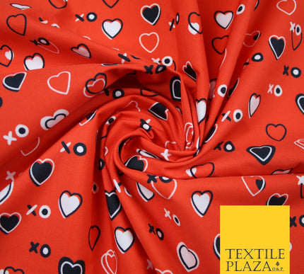 Red Valentine Love Hearts XO Hugs & Kisses Printed 100% Cotton Fabric 7357