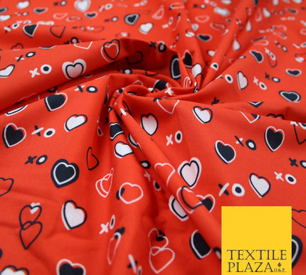Red Valentine Love Hearts XO Hugs & Kisses Printed 100% Cotton Fabric 7357
