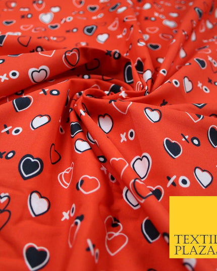Red Valentine Love Hearts XO Hugs & Kisses Printed 100% Cotton Fabric 7357