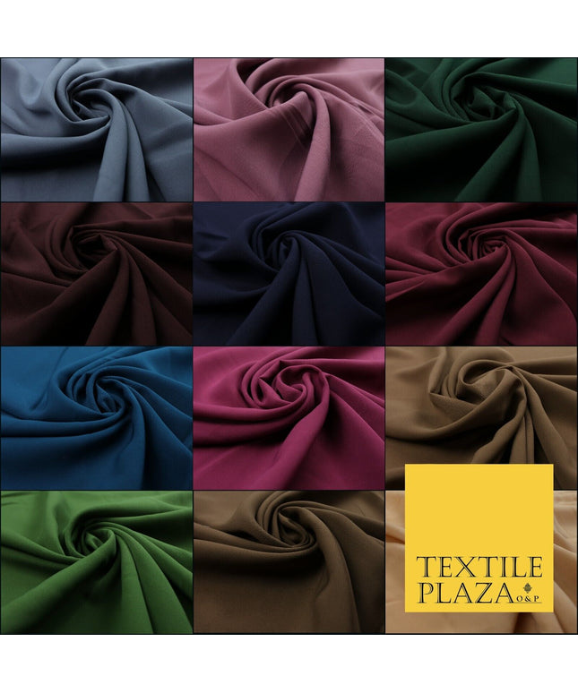 12 COLOURS Premium HEAVY Plain Dyed Chiffon Soft Georgette Sheer Dress Fabric