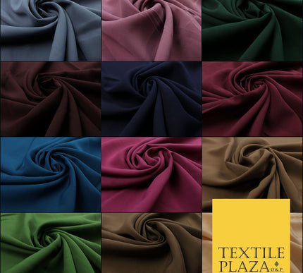 12 COLOURS Premium HEAVY Plain Dyed Chiffon Soft Georgette Sheer Dress Fabric