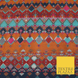Luxury Vibrant Multicolour Digital Geometric Diamond Brocade Dress Fabric 7485