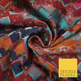 Luxury Vibrant Multicolour Digital Geometric Diamond Brocade Dress Fabric 7485