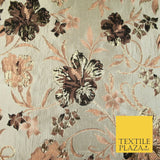 Luxury Black Floral Ornate Vine Textured Brocade Dress Fabric Metallic 59" Wide