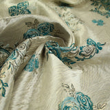 Luxury Floral Rose Trio Wave Textured Brocade Dress Fabric Metallic 59" Wide