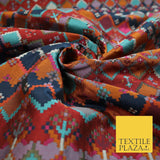 Luxury Vibrant Multicolour Digital Geometric Diamond Brocade Dress Fabric 7485