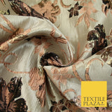 Luxury Black Floral Ornate Vine Textured Brocade Dress Fabric Metallic 59" Wide