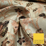 Luxury Black Floral Ornate Vine Textured Brocade Dress Fabric Metallic 59" Wide