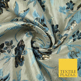 Luxury Black Floral Ornate Vine Textured Brocade Dress Fabric Metallic 59" Wide