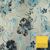 Luxury Black Floral Ornate Vine Textured Brocade Dress Fabric Metallic 59" Wide