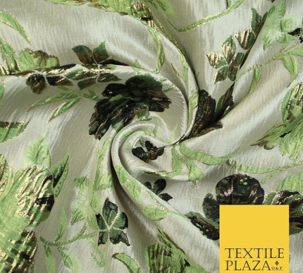Luxury Black Floral Ornate Vine Textured Brocade Dress Fabric Metallic 59" Wide
