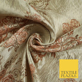 Luxury Floral Rose Trio Wave Textured Brocade Dress Fabric Metallic 59" Wide