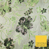 Luxury Black Floral Ornate Vine Textured Brocade Dress Fabric Metallic 59" Wide