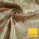 Luxury Floral Rose Trio Wave Textured Brocade Dress Fabric Metallic 59" Wide