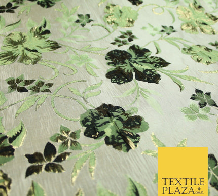 Luxury Black Floral Ornate Vine Textured Brocade Dress Fabric Metallic 59" Wide