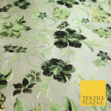 Luxury Black Floral Ornate Vine Textured Brocade Dress Fabric Metallic 59" Wide