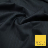 NAVY FINE WOOL CASHMERE120S MICRODOT 12mm BLUE PINSTRIPE SUITING FABRIC 7473