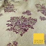 Luxury Floral Rose Trio Wave Textured Brocade Dress Fabric Metallic 59" Wide