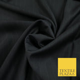 BLACK 15mm SUPERFINE AUSTRALIAN WOOL 180S MICRODOT PINSTRIPE SUITING FABRIC 7471