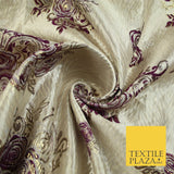 Luxury Floral Rose Trio Wave Textured Brocade Dress Fabric Metallic 59" Wide