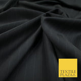 BLACK 15mm SUPERFINE AUSTRALIAN WOOL 180S MICRODOT PINSTRIPE SUITING FABRIC 7471