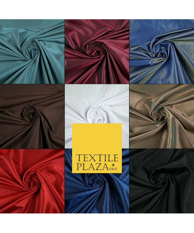 9 COLOURS - Plain Dyed Lightweight Faux Matte Silk TAFFETA Dress Lining Fabric