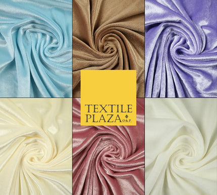 Luxury Soft Plain Velvet Velour Fabric Stretch Spandex Material - 6 COLOURS 55"