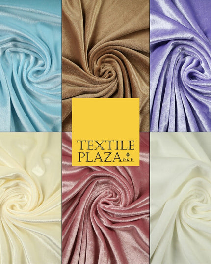 Luxury Soft Plain Velvet Velour Fabric Stretch Spandex Material - 6 COLOURS 55"
