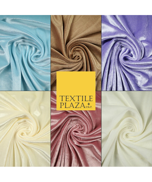 Luxury Soft Plain Velvet Velour Fabric Stretch Spandex Material - 6 COLOURS 55"