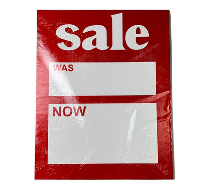 12 Pack LARGE SALE WAS NOW Cards Price Label Discount Shop Pricing Sign Cards