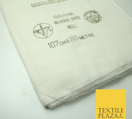 30 Metre Roll IVORY Fine Soft 100% Cotton Muslin Gauze Strain Sheer Mesh 7466