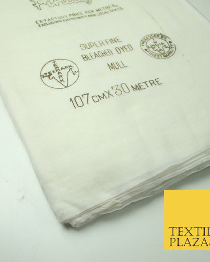 30 Metre Roll IVORY Fine Soft 100% Cotton Muslin Gauze Strain Sheer Mesh 7466