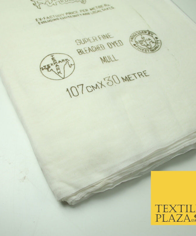 30 Metre Roll IVORY Fine Soft 100% Cotton Muslin Gauze Strain Sheer Mesh 7466
