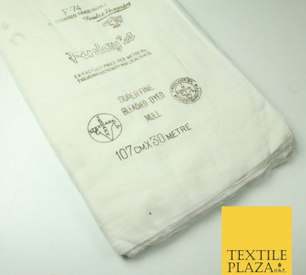 30 Metre Roll IVORY Fine Soft 100% Cotton Muslin Gauze Strain Sheer Mesh 7466