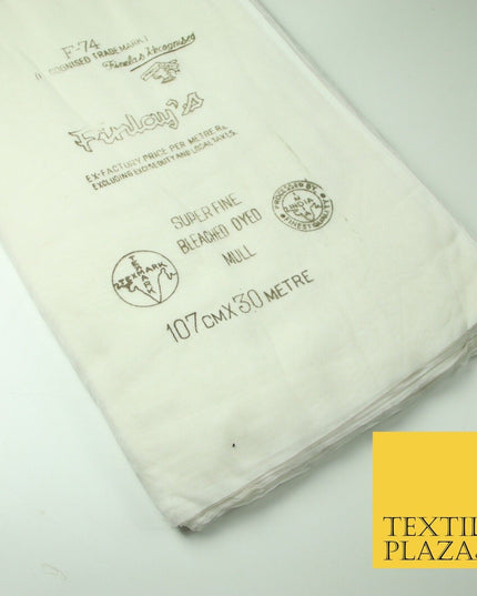 30 Metre Roll IVORY Fine Soft 100% Cotton Muslin Gauze Strain Sheer Mesh 7466