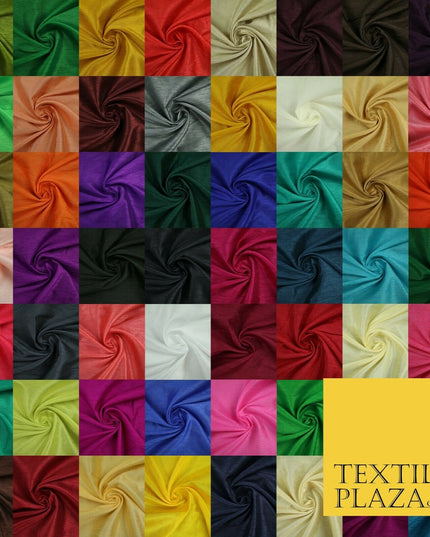OVER 55 COLOURS Plain Dyed Faux Dupion Raw Silk 100% Polyester Dress Fabric 44"