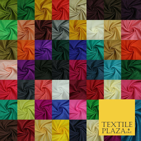 OVER 55 COLOURS Plain Dyed Faux Dupion Raw Silk 100% Polyester Dress Fabric 44"