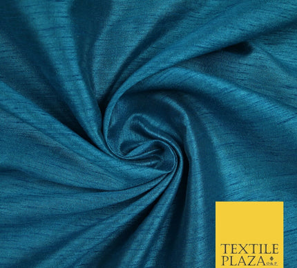 OVER 55 COLOURS Plain Dyed Faux Dupion Raw Silk 100% Polyester Dress Fabric 44"