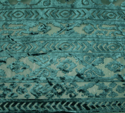 Aztec Tribal Ornate Striped Velvet Burnout Brasso Devore Dress Fabric 5 COLOURS