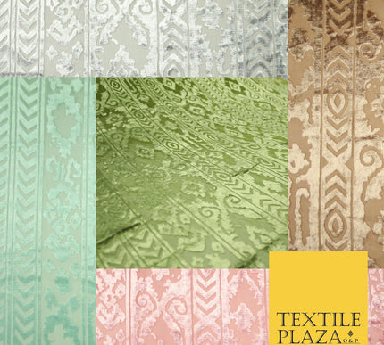 5 COLOURS Aztec Tribal Ornate Striped Velvet Burnout Brasso Devore Dress Fabric