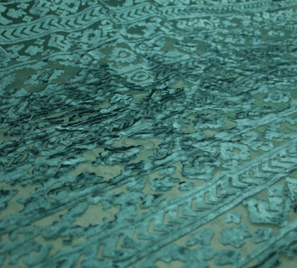 Aztec Tribal Ornate Striped Velvet Burnout Brasso Devore Dress Fabric 5 COLOURS