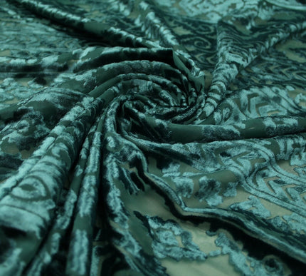 Aztec Tribal Ornate Striped Velvet Burnout Brasso Devore Dress Fabric 5 COLOURS