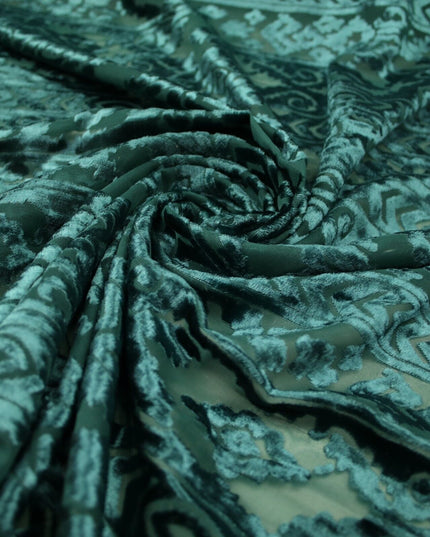 Aztec Tribal Ornate Striped Velvet Burnout Brasso Devore Dress Fabric 5 COLOURS