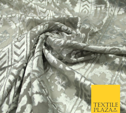 5 COLOURS Aztec Tribal Ornate Striped Velvet Burnout Brasso Devore Dress Fabric