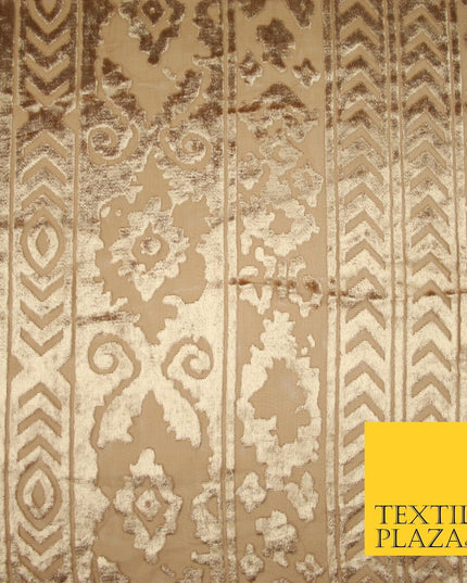 5 COLOURS Aztec Tribal Ornate Striped Velvet Burnout Brasso Devore Dress Fabric