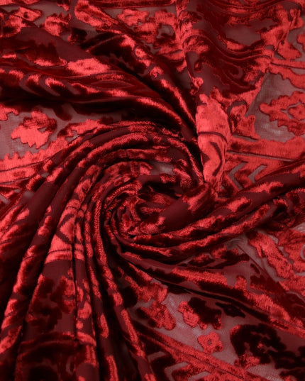 Aztec Tribal Ornate Striped Velvet Burnout Brasso Devore Dress Fabric 5 COLOURS