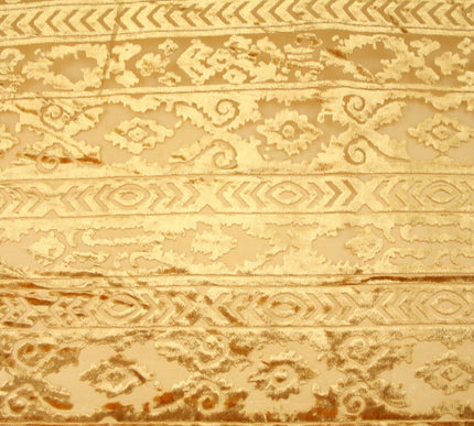 Aztec Tribal Ornate Striped Velvet Burnout Brasso Devore Dress Fabric 5 COLOURS