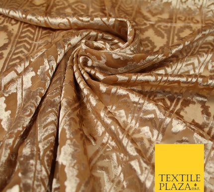 5 COLOURS Aztec Tribal Ornate Striped Velvet Burnout Brasso Devore Dress Fabric