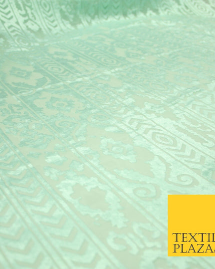 5 COLOURS Aztec Tribal Ornate Striped Velvet Burnout Brasso Devore Dress Fabric