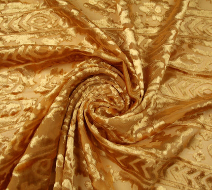 Aztec Tribal Ornate Striped Velvet Burnout Brasso Devore Dress Fabric 5 COLOURS